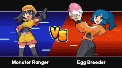 Batomon Showdown versus intro screen showing Monster Ranger against Egg Breeder